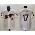 Rebec Los Angeles Dodgers #17 Shohei Ohtani Number White Gold  Fashion Stitched Cool Base Limited Jerseys
