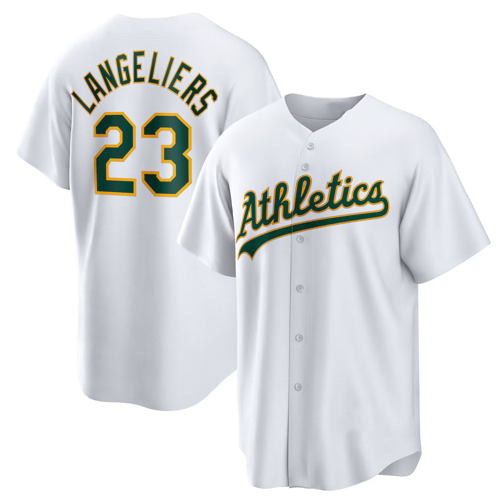 Rebec Oakland Athletics  #23 Shea Langeliers White  Home Replica Jersey