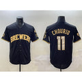 Rebec Milwaukee Brewers #11 Jackson Chourio Black Gold  With Home Patch Limited Stitched Jersey