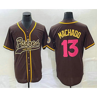 Rebec San Diego Padres #13 Manny Machado Brown  NEW 2023 City Connect Cool Base Stitched Jersey 2