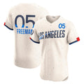 Rebec Los Angeles Dodgers #5 Freddie Freeman Cream  City Connect Elite Jersey