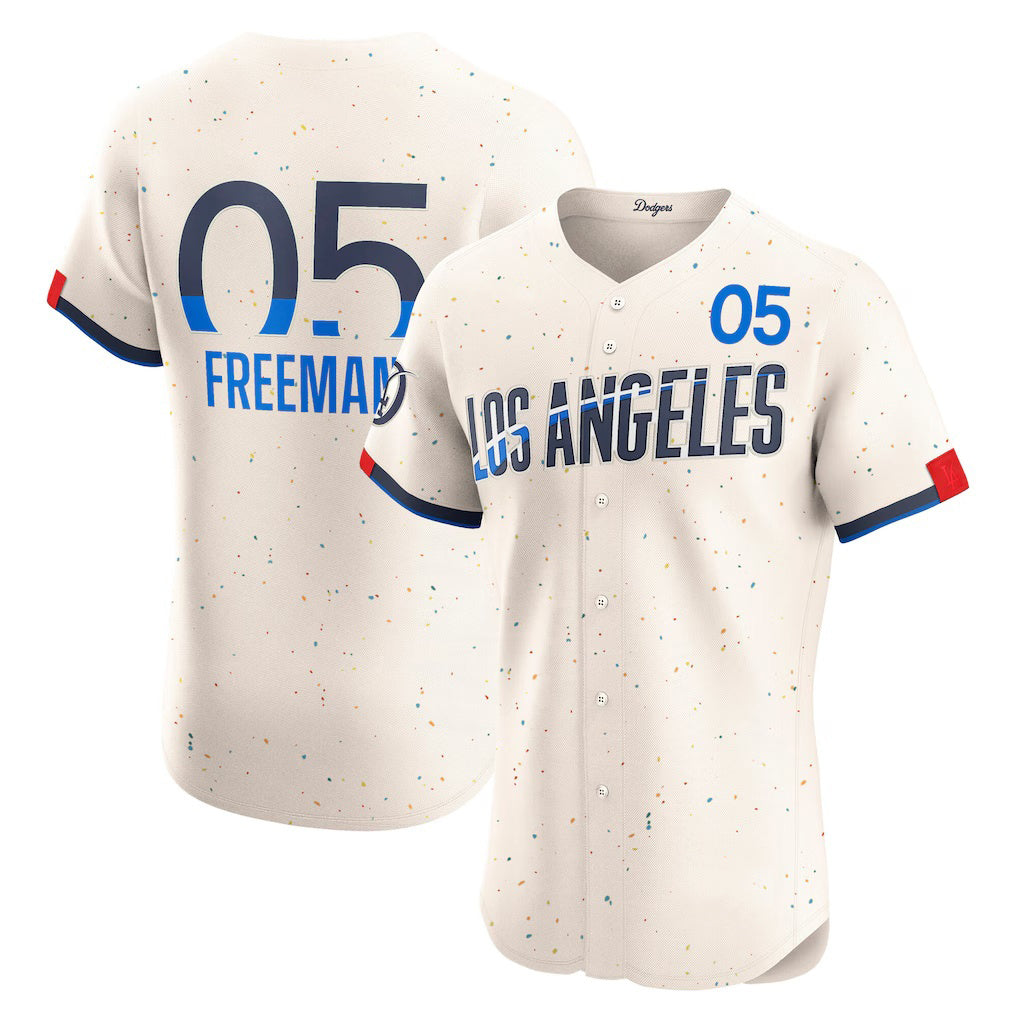 Rebec Los Angeles Dodgers #5 Freddie Freeman Cream  City Connect Elite Jersey