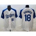 Rebec Los Angeles Dodgers #18 Yoshinobu Yamamoto Number White Blue  Fashion Stitched Cool Base Limited Jersey 2