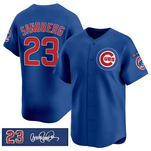 Rebec Chicago Cubs #23 Ryne Sandberg Royal  'Ryne Sandberg Tribute' Vapor Limited V3 Stitched Jersey