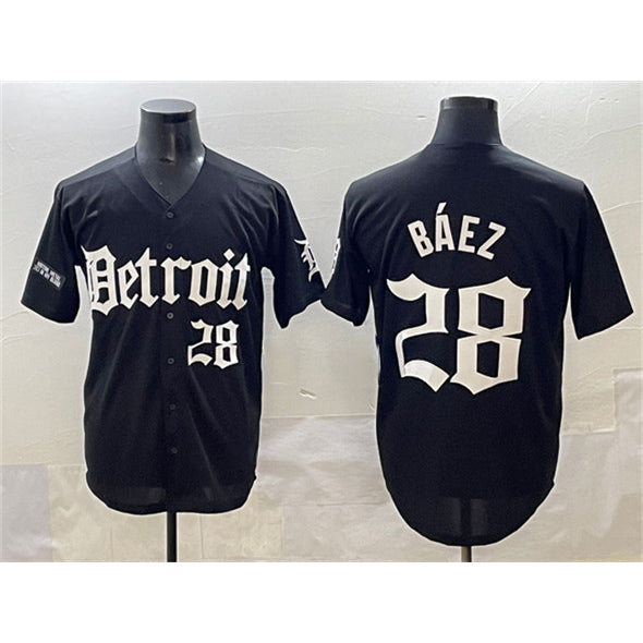 Rebec Detroit Tigers #28 Javier B¨¢ez Black  'Motor Gothic Edition' Vapor Premier Limited Stitched Jersey