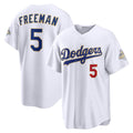 Rebec Los Angeles Dodgers #5 Freddie Freeman White  2026 Gold Collection Stadium Jersey