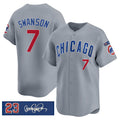 Rebec Chicago Cubs #7 Dansby Swanson Gray  'Ryne Sandberg Tribute' Vapor Limited V3 Stitched Jersey
