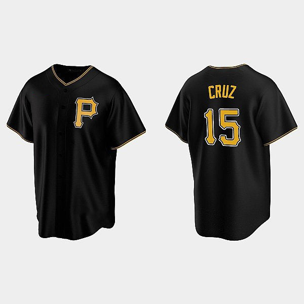 Rebec Pittsburgh Pirates #15 Oneil Cruz Black  Alternate Team Logo Coolbase Jersey