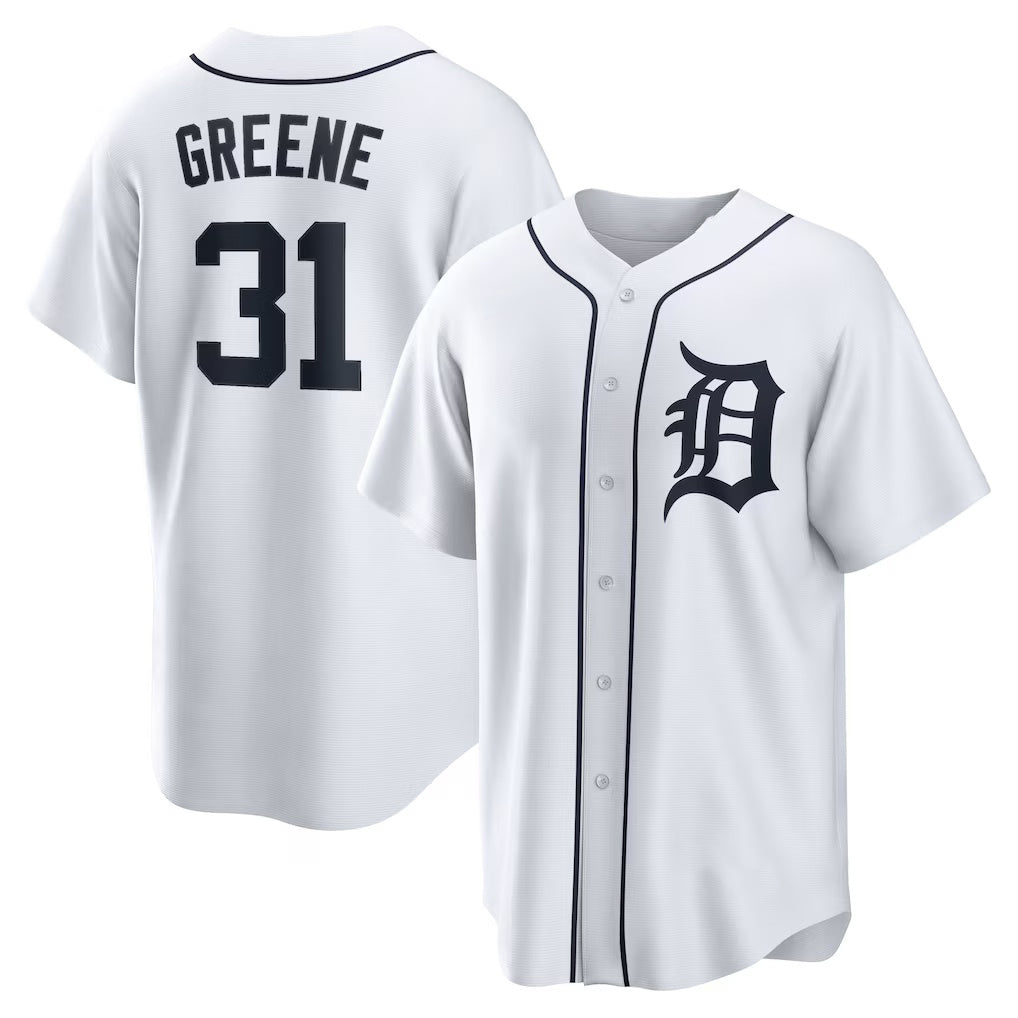 Rebec Detroit Tigers #31 Riley Greene White  Replica Player Jersey