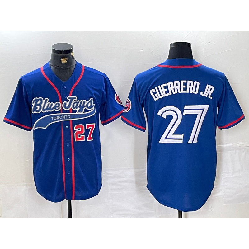 Rebec Toronto Blue Jays #27 Vladimir Guerrero Jr Blue  Cool Base Stitched Jersey 3