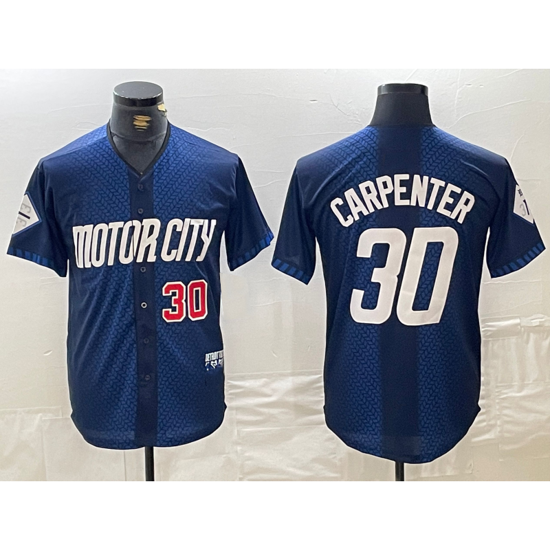 Rebec Detroit Tigers #30 Kerry Carpenter Number 2024 Navy  City Connect Cool Base Limited Stitched Jersey