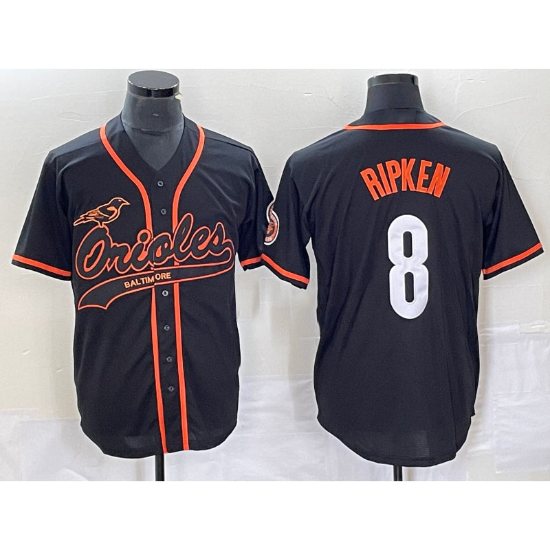 Rebec Baltimore Orioles #8 Cal Ripken Jr Black  Cool Base Stitched Jersey