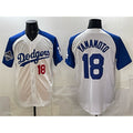 Rebec Los Angeles Dodgers #18 Yoshinobu Yamamoto White Royal  2025 World Series Champions Patch Limited Stitched Jersey