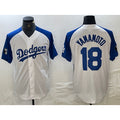 Rebec Los Angeles Dodgers #18 Yoshinobu Yamamoto White Blue  Fashion Stitched Cool Base Limited Jerseys