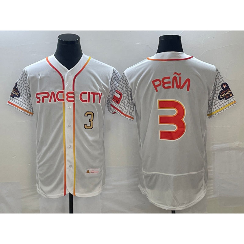 Rebec Houston Astros #3 Jeremy Pena Number White  2023 City Connect Flex Base Stitched Jersey 2