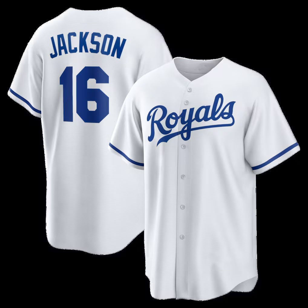 Rebec Kansas City Royals #16 Bo Jackson White  Home Retired Player Replica Jersey