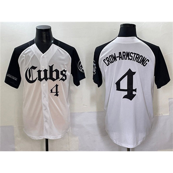 Rebec Chicago Cubs #4 Pete Crow-Armstrong White  Black 'Gothic North Side Edition' Vapor Premier Limited Stitched Jersey