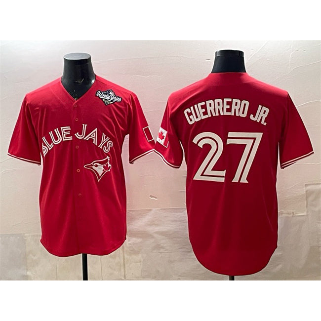 Rebec Toronto Blue Jays #27 Vladimir Guerrero Jr. Red  2025 World Series Cool Base Stitched Jersey