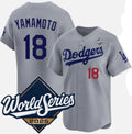 Rebec Los Angeles Dodgers #18 Yoshinobu Yamamoto Gray  2025 World Series Limited Stitched Jersey