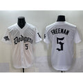 Rebec Los Angeles Dodgers #5 Freddie Freeman White  2025 LA Gothic Style With 2024 World Series Champions Patch Vapor Premier Limited Stitched Jersey