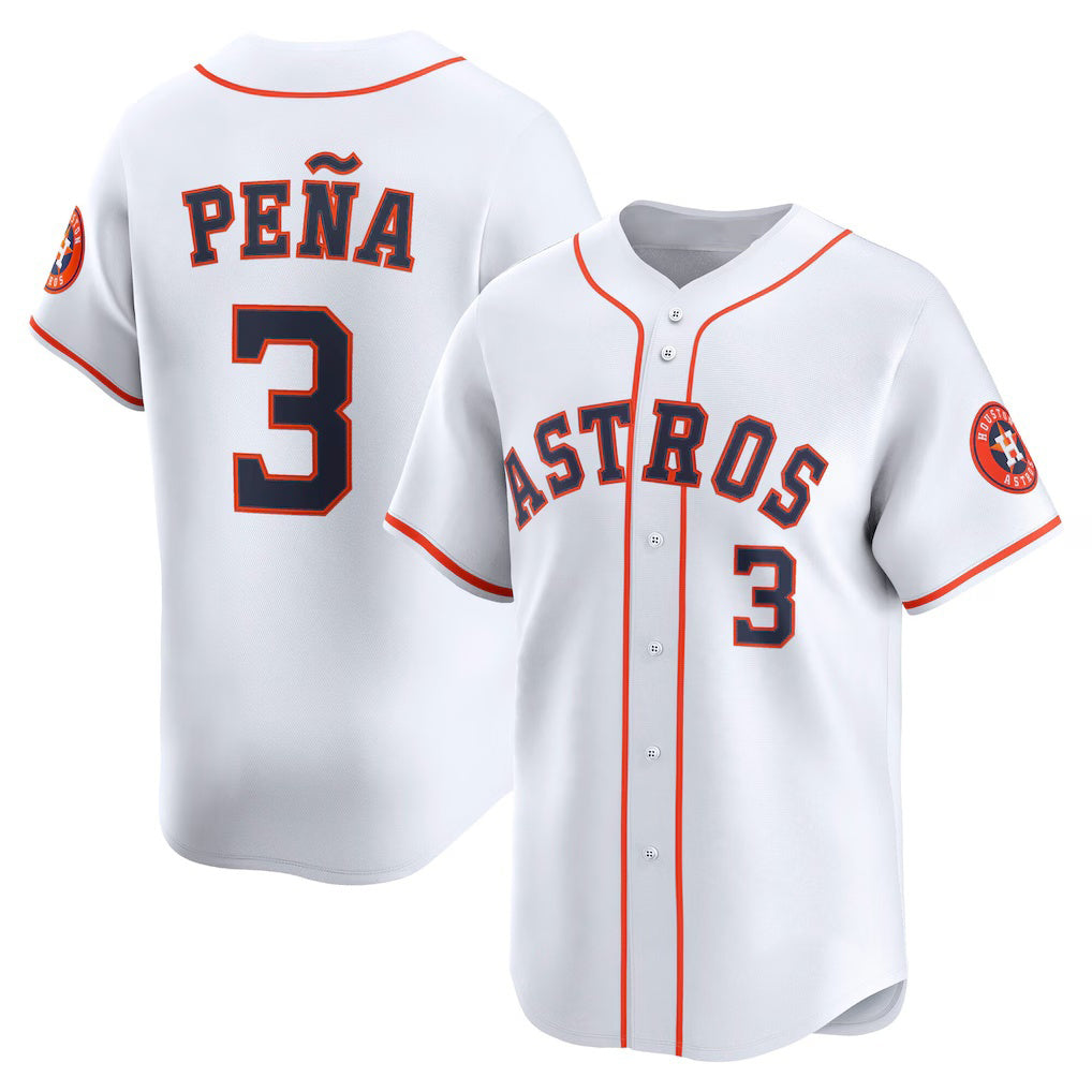 Rebec Houston Astros #3 Jeremy Pe?a White  Home Limited Player Jersey