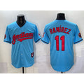 Rebec Cleveland Guardians #11 Jos¨¦ Ram¨ªrez Blue  Vapor Premier Limited Stitched Jersey