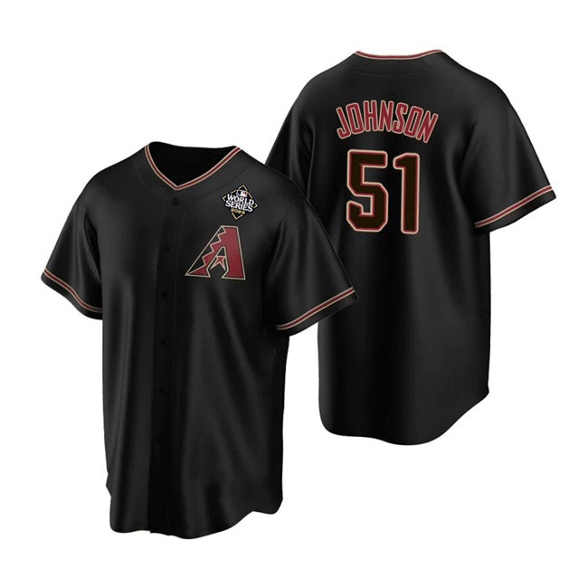 Rebec Arizona Diamondbacks #51 Randy Johnson Black  2023 World Series Cool Base Stitched Jersey