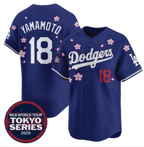 Rebec Los Angeles Dodgers #18 Yoshinobu Yamamoto Royal  2025 Tokyo Series Limited Stitched Jersey