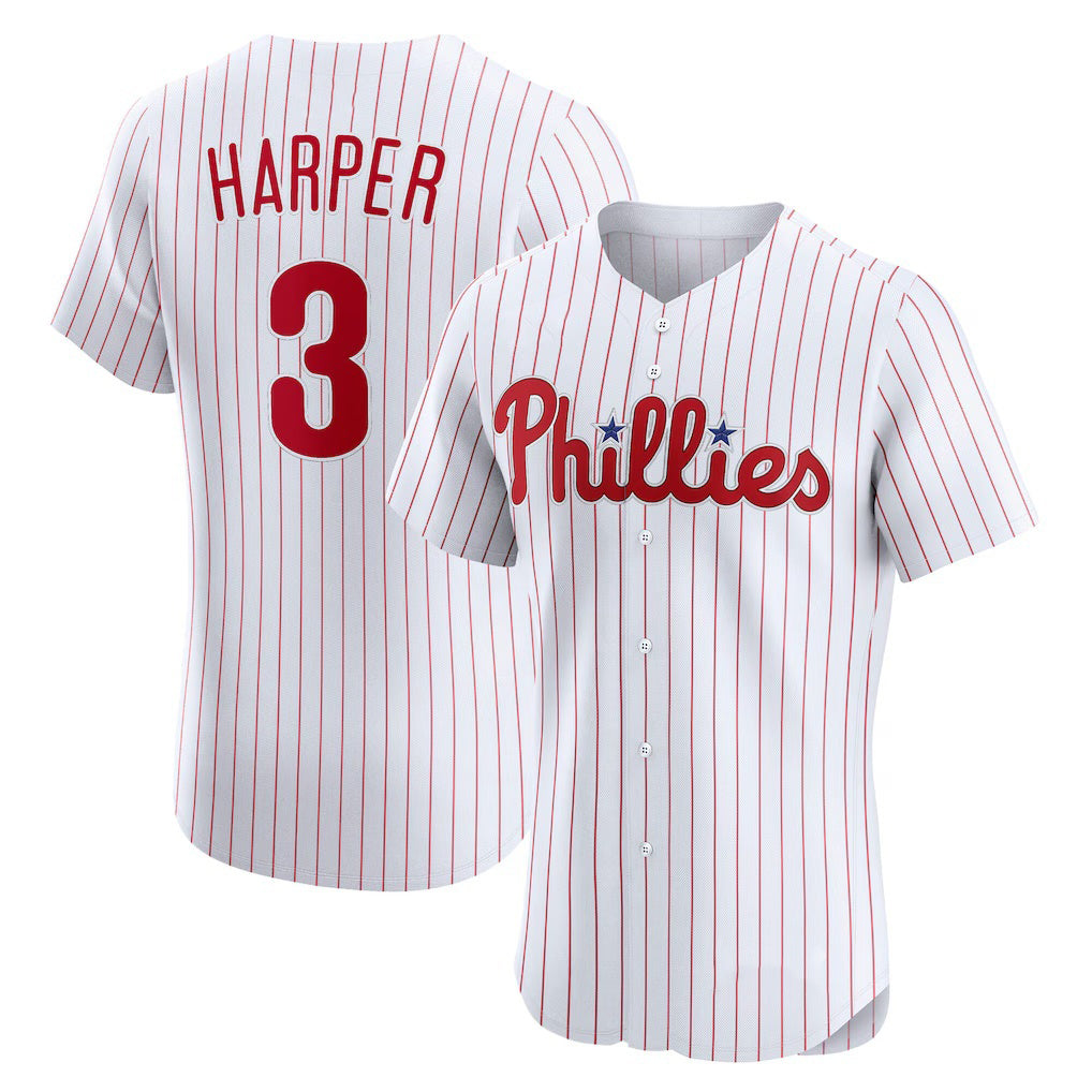 Rebec Philadelphia Phillies #3 Bryce Harper White  Home Elite Jersey