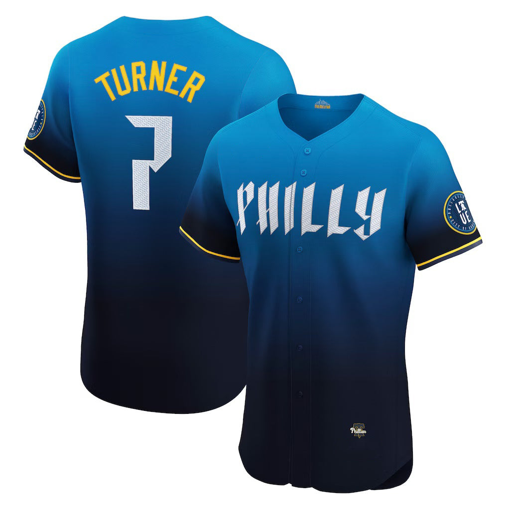 Rebec Philadelphia Phillies #7 Trea Turner Navy  City Connect Elite Jersey