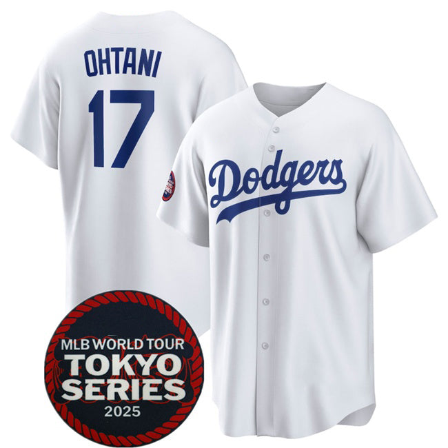 Rebec Los Angeles Dodgers #17 Shohei Ohtani White  2025 World Tour Tokyo Series Home Stitched Jersey