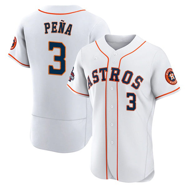 Rebec Houston Astros #3 Jeremy Pena 2022 World Series White  Flex Base Stitched Jersey