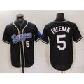 Rebec Los Angeles Dodgers #5 Freddie Freeman Number Black  Cool Base With Patch Stitched Jerseys