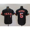 Rebec Texas Rangers #5 Corey Seager Black  Rainbow Mexico Cool Base Stitched Jersey