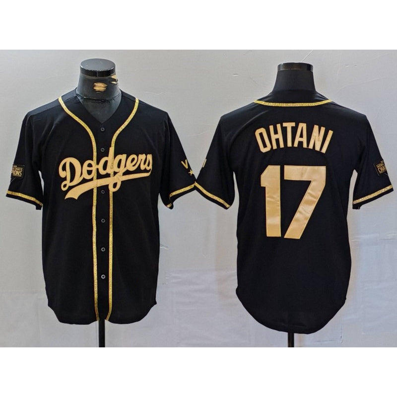Rebec Los Angeles Dodgers #17 Shohei Ohtani Black Gold  World Series Champions Cool Base Stitched Jersey