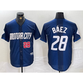 Rebec Detroit Tigers #28 Javier Baez Number 2024 Navy  City Connect Cool Base Limited Stitched Jersey