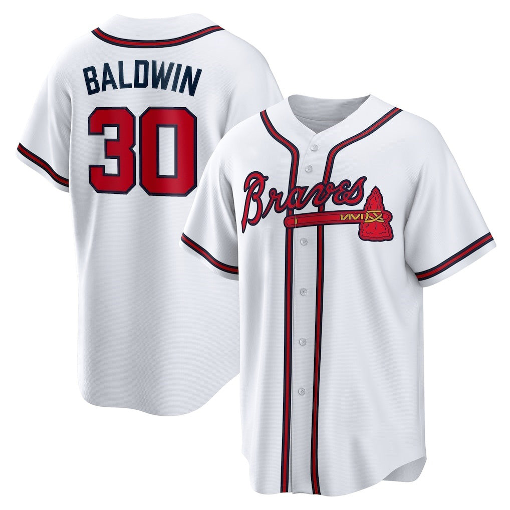 Rebec Atlanta Braves #30 Drake Baldwin White  Home Replica Jersey