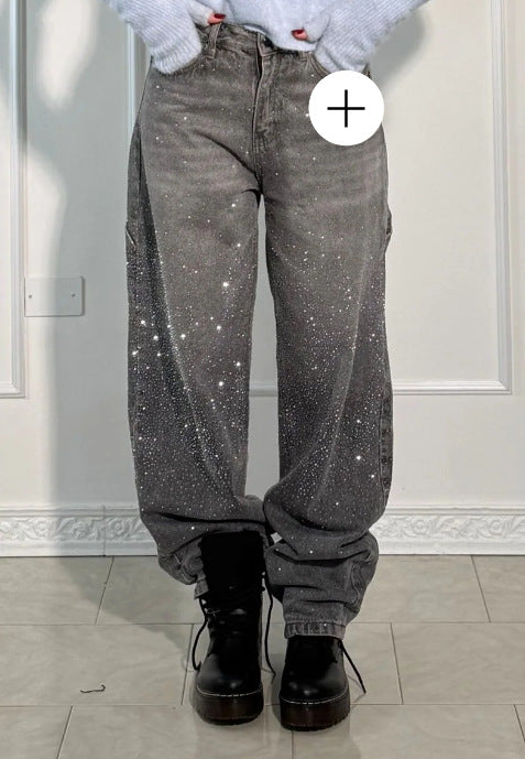 Temu European and American Fashion Starry Sky jeans