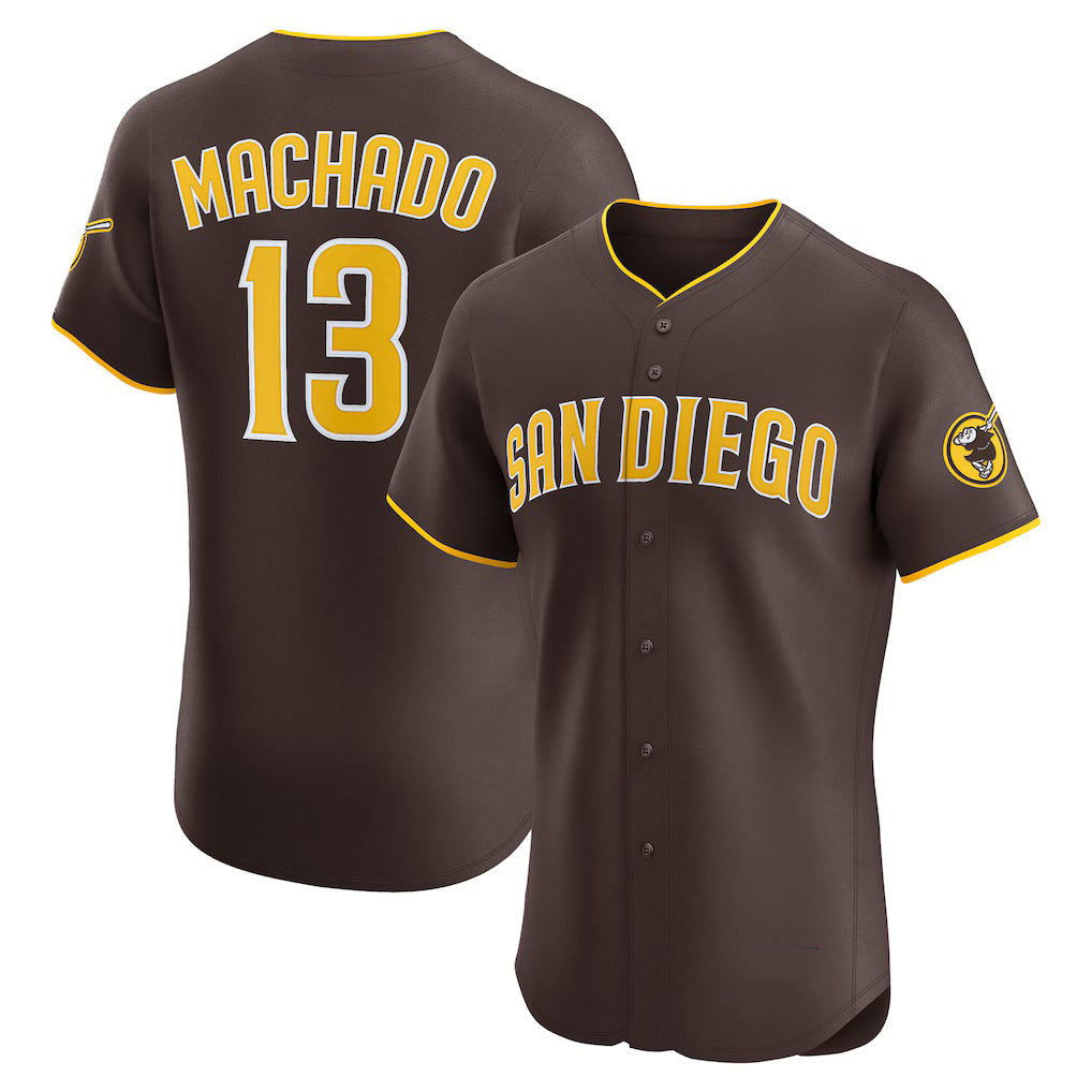 Rebec San Diego Padres #13 Manny Machado Brown  Road Elite Jersey