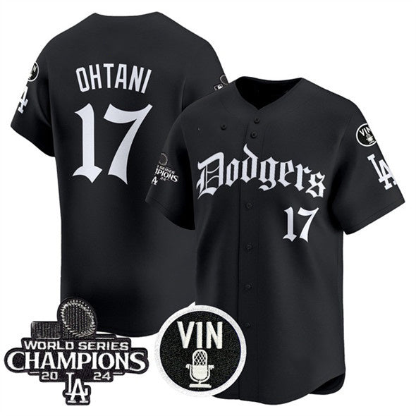 Rebec Los Angeles Dodgers #17 Shohei Ohtani Black  Mexico 2025 LA Gothic Style With Vin And 2024 World Series Champions Patch Vapor Premier Limited Stitched Jersey