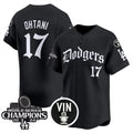 Rebec Los Angeles Dodgers #17 Shohei Ohtani Black  Mexico 2025 LA Gothic Style With Vin And 2024 World Series Champions Patch Vapor Premier Limited Stitched Jersey