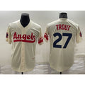 Rebec Los Angeles Angels #27 Mike Trout Cream  2022 City Connect Cool Base Stitched Jersey