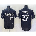 Rebec Los Angeles Angels #27 Mike Trout Black  'Gothic Halo Edition' Vapor Limited Stitched Jersey
