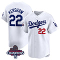 Rebec Los Angeles Dodgers #22 Clayton Kershaw White  2024 World Series Champions Home Limited Stitched Jersey