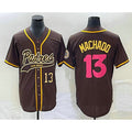 Rebec San Diego Padres #13 Manny Machado Number Brown  NEW 2023 City Connect Cool Base Stitched Jersey