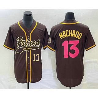 Rebec San Diego Padres #13 Manny Machado Number Brown  NEW 2023 City Connect Cool Base Stitched Jersey