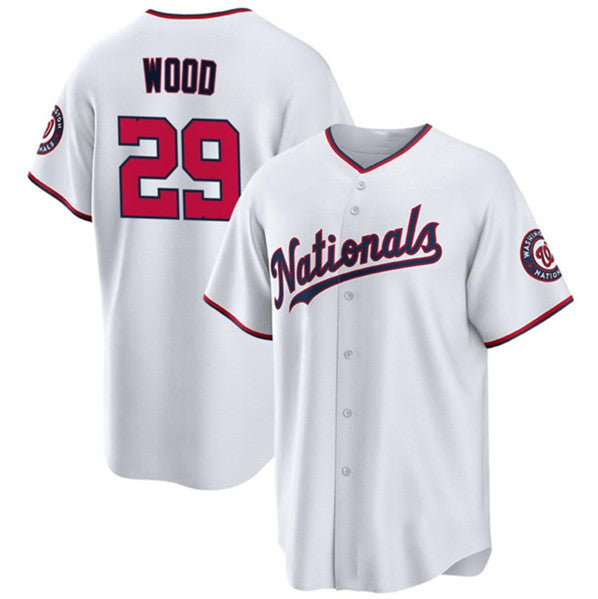 Rebec Washington Nationals #29 James Wood White  2024 Home Limited Stitched Jersey
