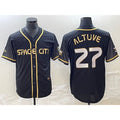 Rebec Houston Astros #27 Jose Altuve Black  City Connect Cool Base Stitched Jersey