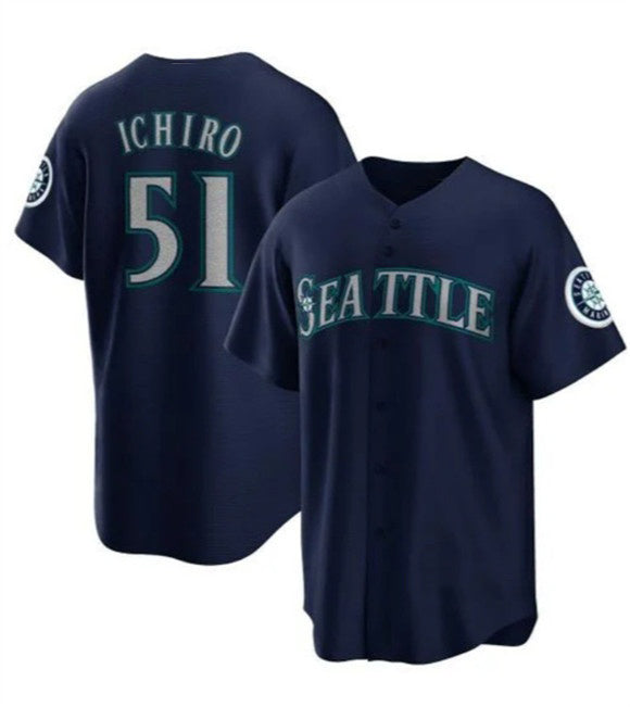 Rebec Seattle Mariners #51 Ichiro Suzuki Navy  Cool Base Stitched Jersey