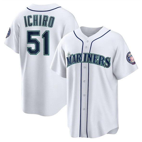Rebec Seattle Mariners #51 Ichiro Suzuki White  Cool Base Stitched Jersey